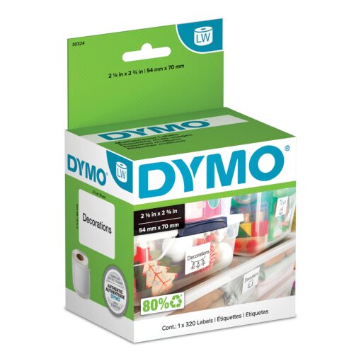 DYMO Authentic LW Large Multi-Purpose Labels for LabelWriter Label Printers, White, 2-1/8'' x 2-3/4'', 1 roll of 320 (30324) 320 labels Multipurpose Labels