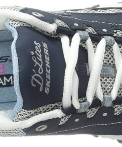 Skechers Women's D'Lites-Life Saver Memory Foam Lace-up Sneaker 7.5 Navy/White 13 815ObPDnPAL