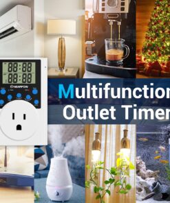 Timer Outlet, Nearpow Multifunctional Infinite Cycle Programmable Plug-in Digital Timer Switch with 3-Prong Outlet for Appliances, Energy-Saving Timer, 15A/1800W Blue 1 31 815OkDu3OPL