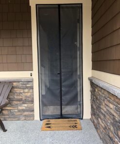 MAGZO Magnetic Screen Door Fit Door Size 38 x 99 Inch, Screen Size 40" x 100" Fiberglass Mesh Curtain Middle Opening Screen with Full Frame Hook&Loop-Gray Grey 24 815Pc1nfn2L