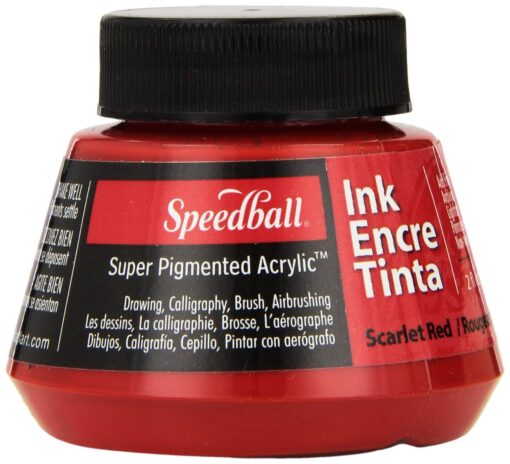 Speedball 2-Ounce Super Pigmented Acrylic Ink, Scarlet Red