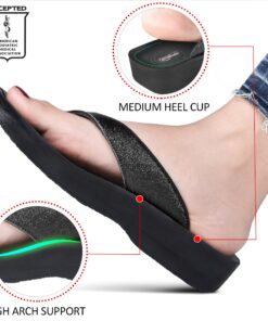 AEROTHOTIC Women's Comfortable Arch Support Summer Orthotic Flip Flops Sandals 9 Crystal Black 24 815Qyd0 QDS