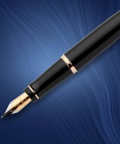 Waterman Expert Fountain Pen Gloss Black with 23K Gold Trim Medium Nib Gift Box 10 815RklQFyeL