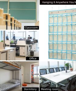 KEEPJOY Classroom Pocket Charts for Cell Phone Calculator Holders, Pocket Organizer for Cell Phone Jail with 30 Clear Pockets Chart Size 33.5 x 24.5 Inch Classroom Pocket Storage (Beige) Beige 18 815RrIxOS L