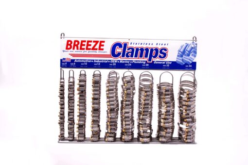 Breeze - 6210 ASSORTMENT Hose Clamp Display Assortment, Automotive Assortment, 1 assortment contains: 200 assorted Automotive Clamps, one 6200 Empty Rack