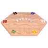 AmishToyBox.com Wooden Wahoo Marbles Game Board Set - Unpainted Holes - 16" Wide - Solid Oak Wood - Double-Sided - with 16mm Marbles and Dice Included
