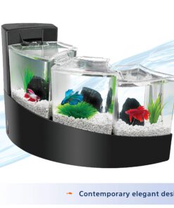Alternative view of Aqueon Betta Falls 3 Section Aquarium Fish Tank With QuietFlow Power Filtration, Black