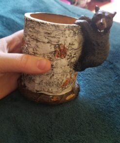 Black Bear Cub Climbing a Birch Pen Pencil Holder Cup, 4.25-inch 18 815Wk esrfL