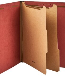 Amazon Basics Letter Size Pressboard Classification File Folder with Fasteners, 2 Dividers, 2-Inch Expansion, Red - Pack of 10 2 Divider 9 815WqbiS2aL