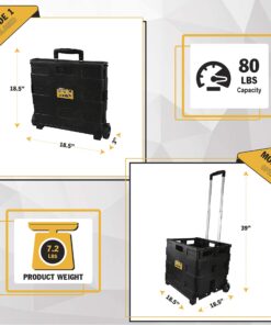 Olympia Tools 85-010 Grand Pack-N-Roll Portable Tools Carrier with Telescopic Handle, 80 Lb. Load Capacity, Black Grand Pack-N-Roll Portable Tool Carrier 22 815XicNRd L