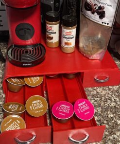 Mind Reader Single Serve Coffee Organizer with 3 Drawers Pod, 12.25" L x 13.5" W x 2.5" H, 36 Capacity, Red 44 815YGafIu9L