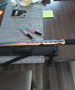 SZCO Supplies Rainbow Ninja Sword with 2Piece Throwing Knives Sam 29 815Ye0EbVjL