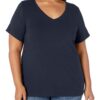 Amazon Essentials Women's Short-Sleeve V-Neck T-Shirt (Available in Plus Size) 1 Navy 1X 18 815ZLDB1hhL