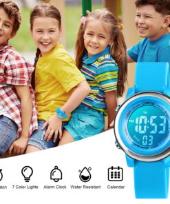 cofuo Kids Digital Sport Waterproof Watch for Girls Boys, Kid Sports Outdoor LED Electrical Watches with Luminous Alarm Stopwatch Child Wristwatch Blue 12 815ad1F0saS
