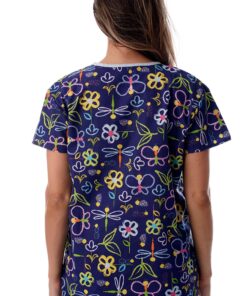 Just Love Women's Scrub Tops Nursing Scrubs X-Small Navy Butterfly With Blue Trim 5 815b 3zZwAL