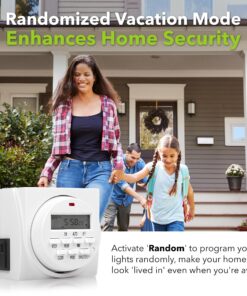 BN-LINK 7 Day Heavy Duty Digital Programmable Timer, FD60 U6, 115V, 60Hz, Dual Outlet, Indoor, for Lamp Light Fan Security UL Listed FD-60/U6 28 815bNK35PXL