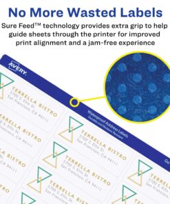 Avery Waterproof Printable Address Labels with Sure Feed, 1" x 2-5/8", White, 1,500 Blank Mailing Labels (5520) 1,500 labels 11 815cXvyndvL