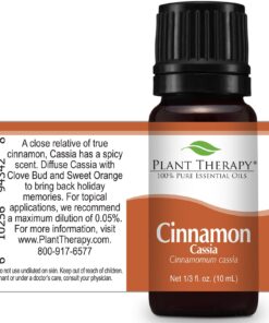 Plant Therapy Cinnamon Cassia Essential Oil 10 mL (1/3 oz) 100% Pure, Undiluted, Therapeutic Grade 0.34 Fl Oz (Pack of 1) 13 815eYQ079ML 1