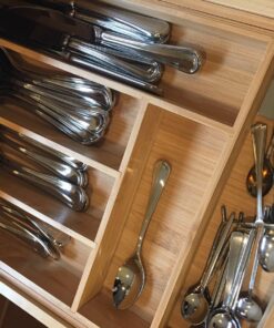 Expandable Bamboo Silverware Organizer 6-8 Slots Adjustable Amazing Drawer Inserts with Deep Dividers. EASY TO INSTALL, Storage of Flatware , Cutlery, Wooden or Stainless Utensil - Kitchen Knives 47 815fuLCbSLL