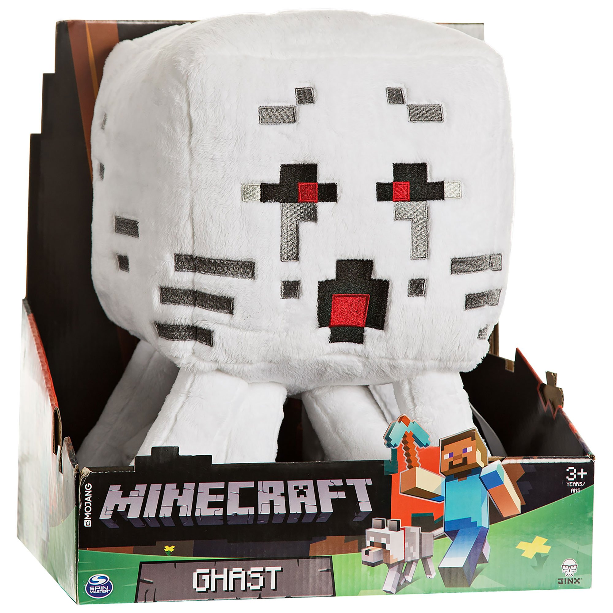 JINX Minecraft Ghast Plush Stuffed Toy White 13 Tall With Display 