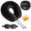 Aeris Memory Foam Travel Pillow for Airplanes - Best Airplane Neck Pillow for Long Flights - Plane Accessories Carry Bag to Save Space, Ear Plugs and Eye Mask - Perfect Flight Set & Gift Black 39 815gjv238RL