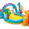 Intex Dinoland Inflatable Dinosaur Swimming Pool Kiddie Play Center with Water Slide, Dino Arch Water Sprayer, and Games for Ages 2 and Up, Multicolor 1 4 815jcEaPPQL