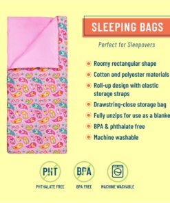 Wildkin Kids Sleeping Bags for Boys and Girls, Measures 57 x 30 x 1.5 Inches, Cotton Blend Materials Sleeping Bag for Kids, Ideal Size for Parties, Camping & Overnight Travel (Paisley) Paisley 7 815kKKsrwwL