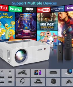 Native 1080P 5G WiFi Bluetooth Projector,15000L 450 ANSI Outdoor Movie Projector 4K Support and Max 450" Display, LED Home Theater Video Projector Compatible With iOS/Android/Win/TV Stick/PS5 White 30 815lO6qL4xL