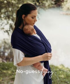 Boba Baby Wrap Carrier Newborn to Toddler - Stretchy Baby Wraps Carrier - Baby Sling - Hands-Free Baby Carrier Wrap - Baby Carrier Sling - Baby Carrier Newborn to Toddler 7-35 lbs (Navy Blue) Navy Blue 26 815lWK35yNL