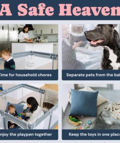 TODALE Baby Playpen for Toddler, Large Baby Playard, Indoor & Outdoor Kids Activity Center with Anti-Slip Base, Sturdy Safety Play Yard with Soft Breathable Mesh, Playpen for Babies(Gray,50”×50”) 50x50x27 Inch (Pack of 1) Grey 33 815ltKM5VLL