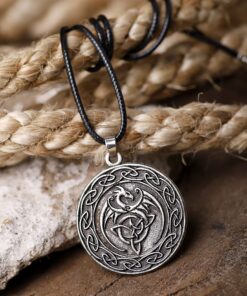 HAQUIL Dragon Necklace, Celtic Dragon Medallion Pendant, Dragon Jewelry Gift for Men and Women 1A 12 815mMBBABcL