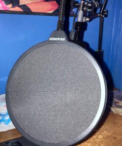 Aokeo Professional Microphone Pop Filter Mask Shield For Blue Yeti and Any Other Microphone, Mic Dual Layered Wind Pop Screen With A Flexible 360° Gooseneck Clip Stabilizing Arm Black 32 815nWtb4bQL