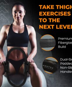 Pilates Ring Circle, Fitness Ring Magic Circle Pilates Ring 13 Inch, Inner Thigh Exercise Equipment for Women, Thigh Master Pilates Equipment for Home Workout, Pelvic Floor Muscle Trainer Power Kit Black (For Heights 5'0" - 5'9") 22 815o99IDWtL