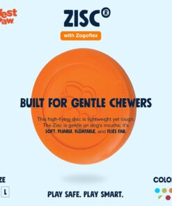 West Paw Zogoflex Zisc Dog Flying Disc, High Flying Aerodynamic Disc for Dogs Puppy – Lightweight, Floatable Disc for Fetch, Tug of War, Catch, Play – Doubles as Food/Water Bowl, Large 8.5", Tangerine 1 15 815oO94eQ9L