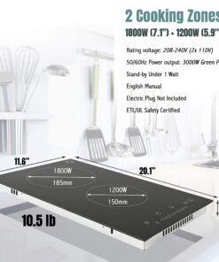 K&H 2 Two Burner Dual 12 Inch Built-in Electric Stove Top Radiant Ceramic Cooktop Slider Control 240V 3000W CERV-3002SL 18 815om5BpkDL