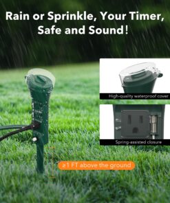 BN-LINK Outdoor Power Strip Yard Stake Timer, Photocell Dusk Till Dawn6 Grounded Outlets 6 ft Cord Weatherproof 1875W/15A ETL Listed 22 815q7KM4m5L