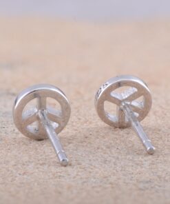 Sterling Silver Peace Sign Stud Earrings 6MM Peace 14 815sB3ZVUL