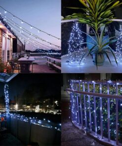 LALAPAO 2 Pack Solar String Lights 72ft 22m 200 LED 8 Modes Solar Powered Xmas Outdoor Lights Waterproof Starry Christmas Fairy Lights for Indoor Gardens Homes Wedding Holiday Party (White) White 144ft 19 815u2GxY7L