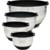 Bellemain Stainless Steel Non-Slip Mixing Bowls with Lids (4-Piece Set) 4 Piece Silver /Black 40 815uyV52obL