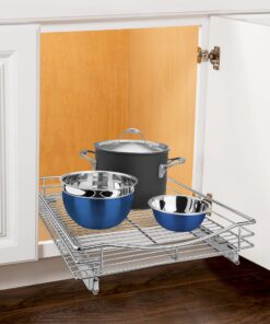 Alternative view of LYNK PROFESSIONAL® Pull Out Cabinet Organizer, 17"W x 18"D - Slide Out Drawers for Kitchen Cabinets - Sliding Pantry Shelves - Roll Out Shelf Storage for Pots, Pans - Lifetime Limited Warranty, Chrome 17" W x 18" D 17x18 Chrome
