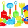 JustForKids Beach Toy Set, Summer Beach Fun Activity, Castle Bucket Sand Mold 16Piece Set, Play Kit for Kids with Heavy Duty Reusable Mesh Bag,Assorted,5",10060 26 816040WoKwL