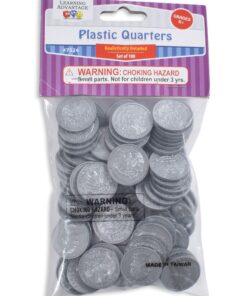 LEARNING ADVANTAGE Play Quarters - Set of 100 Plastic Coins - Designed and Sized Like Real US Currency - Teach Money Math With This Pretend Play Resource 1 Count (Pack of 1) 11 8164MVIWiFL
