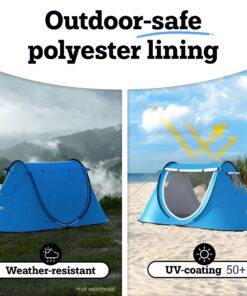 Abco Small Pop Up Tent and Automatic Instant Portable Cabana Beach Small Tent - 2 Person Pop Up Tent - 2 Doors Emergency Tent - Water-Resistant, UV Protection Sun Shelter with Carrying Bag (Sky Blue) 31 8165QWWywL