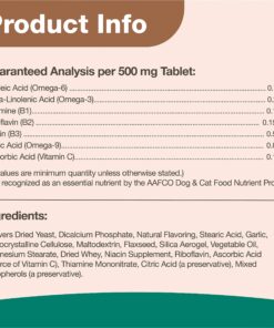 NaturVet – Brewer’s Dried Yeast Formula with Garlic Flavoring – Plus Omegas | Rich in Omega-3, 6 & 9 Fatty Acids | Fortified with B1, B2, Niacin & Vitamin C | for Dogs & Cats | 1000 Chewable Tablets 15 8165aktl2 L