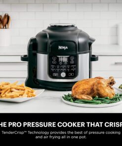 Ninja FD302 Foodi 11-in-1 Pro 6.5 qt. Pressure Cooker & Air Fryer that Steams, Slow Cooks, Sears, Sautés, Dehydrates & More, with 4.6 qt. Crisper Plate, Nesting Broil Rack & Recipe Book, Silver/Black 6.5 Quart Cooking Pot 26 81673sgxL