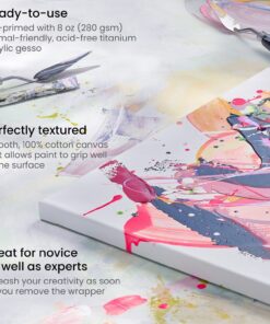 Arteza Paint Canvases for Painting, Pack of 12, 8 x 8 Inches, Square White Stretched Canvas Bulk, 100% Cotton, 8 oz Gesso-Primed, Art Supplies for Adults and Teens, Acrylic Pouring and Oil Painting White - Classic 8 x 8 (Pack of 12) 10 81678RFQD7L