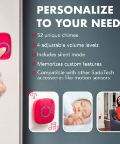 SadoTech Wireless Doorbells for Home, Apartments, Businesses, Classrooms, etc. - 1 Door Bell Ringer & 2 Plug-In Chime Receiver, Battery Operated, Easy-to-Use, Wireless Doorbell w/LED Flash, Gray 1 push button + 2 receiver 15 816ANiEpOL 5