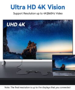 USB C Laptop Docking Station, 15 in 1 Triple Display Multiport Adapter with 3 Monitors Dock Compatible for Macbook/Dell/HP/Lenovo Laptops (Dual DP, HDMI, VGA, USB C/A, RJ45, SD/TF, Mic/Audio, PD)Black 15 IN 1 Black 15 816AY3pdefL