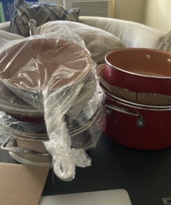 BulbHead Red Copper 10 PC Copper-Infused Ceramic Non-Stick Cookware Set 24 816AYkCeYSL