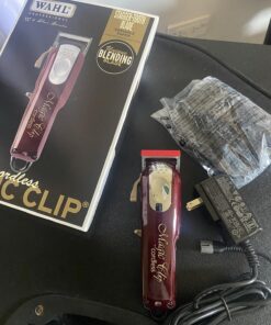 Wahl Professional 5 Star Cordless Magic Clip Hair Clipper with 100+ Minute Run Time for Professional Barbers and Stylists Red 15 Piece Set 42 816BIOD93BL